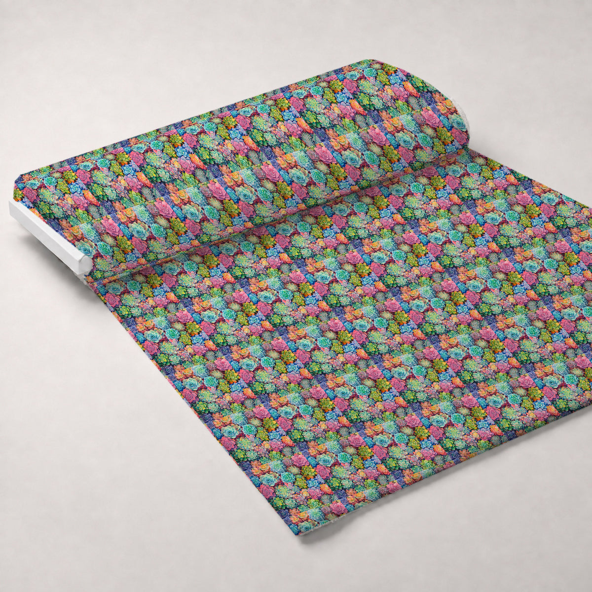 Prismatic Rosette Garden Pattern 1 Minky Fabric — plush minky unrolled bolt preview (mv-minky-v1:bolt)