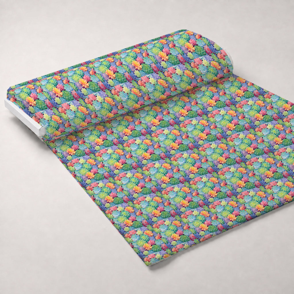Prismatic Rosette Garden Pattern 2 Minky Fabric — plush minky unrolled bolt preview (mv-minky-v1:bolt)