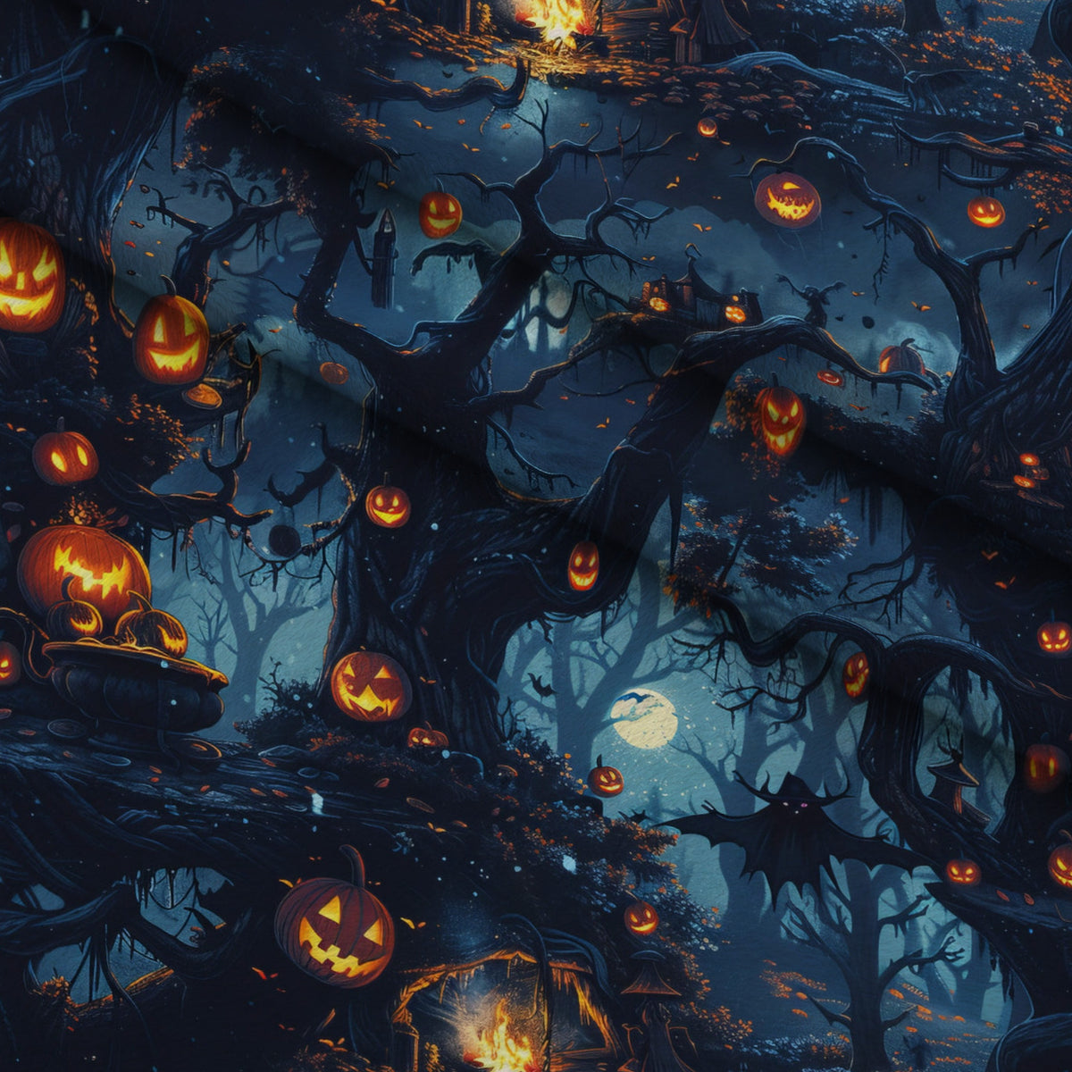 Pumpkin Hollow Pattern 21 Minky Fabric — plush minky folded close-up preview (mv-minky-v1:lying)