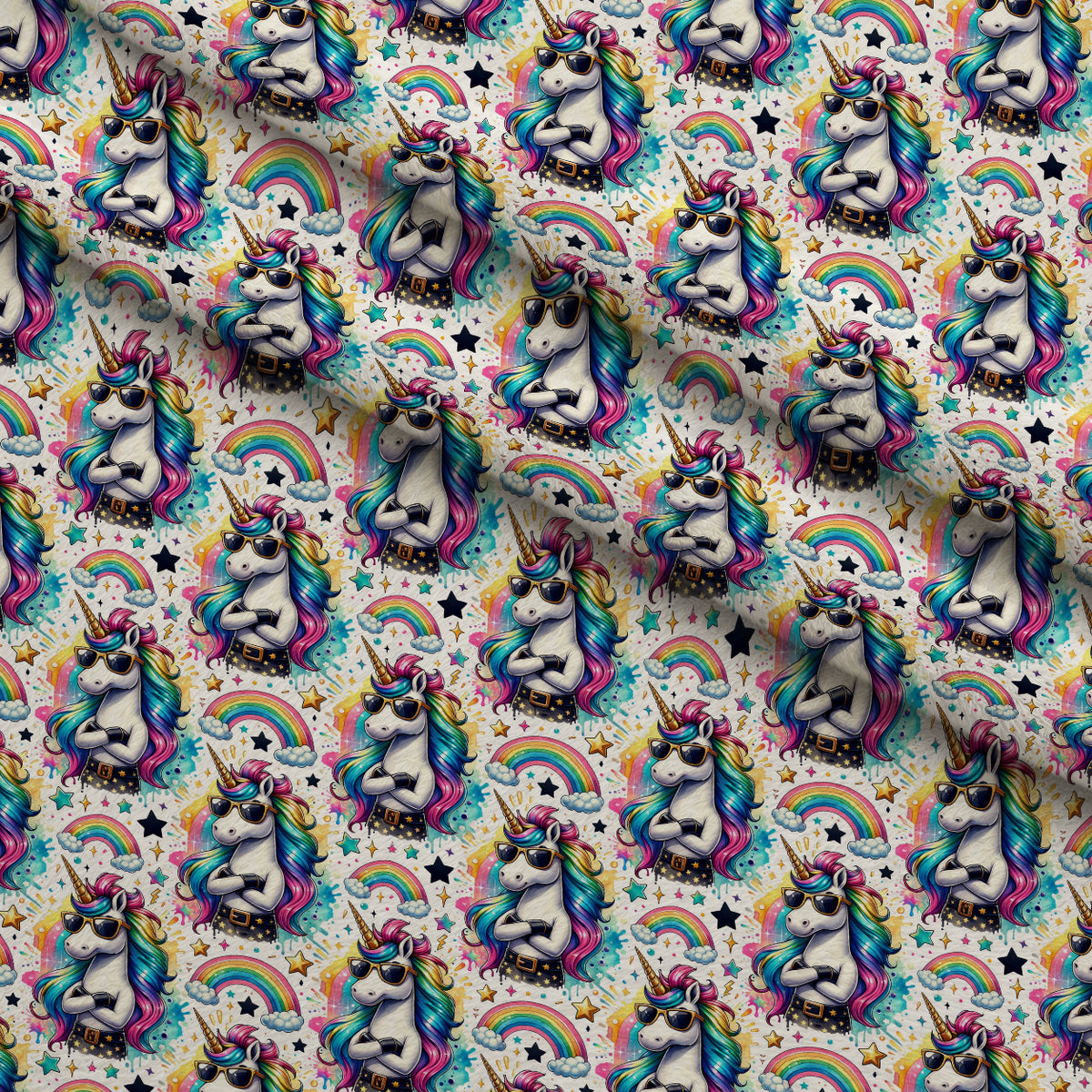 Punk Pony Magic Pattern 1 Minky Fabric — plush minky folded close-up preview (mv-minky-v1:lying)