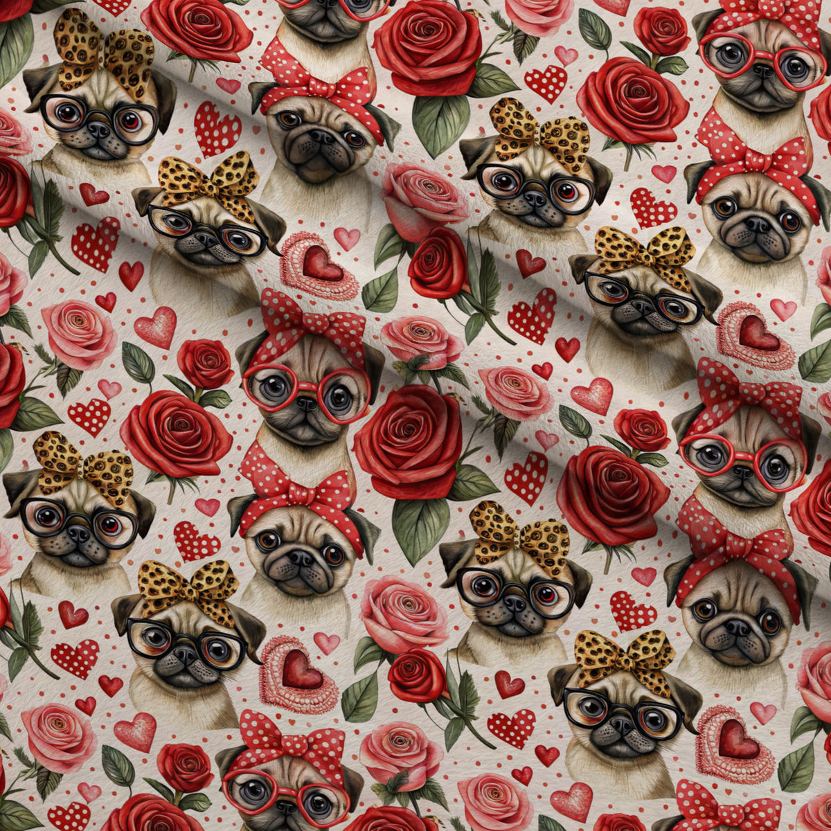 Puppy Love Pattern 1 Minky Fabric — plush minky folded close-up preview (mv-minky-v1:lying)