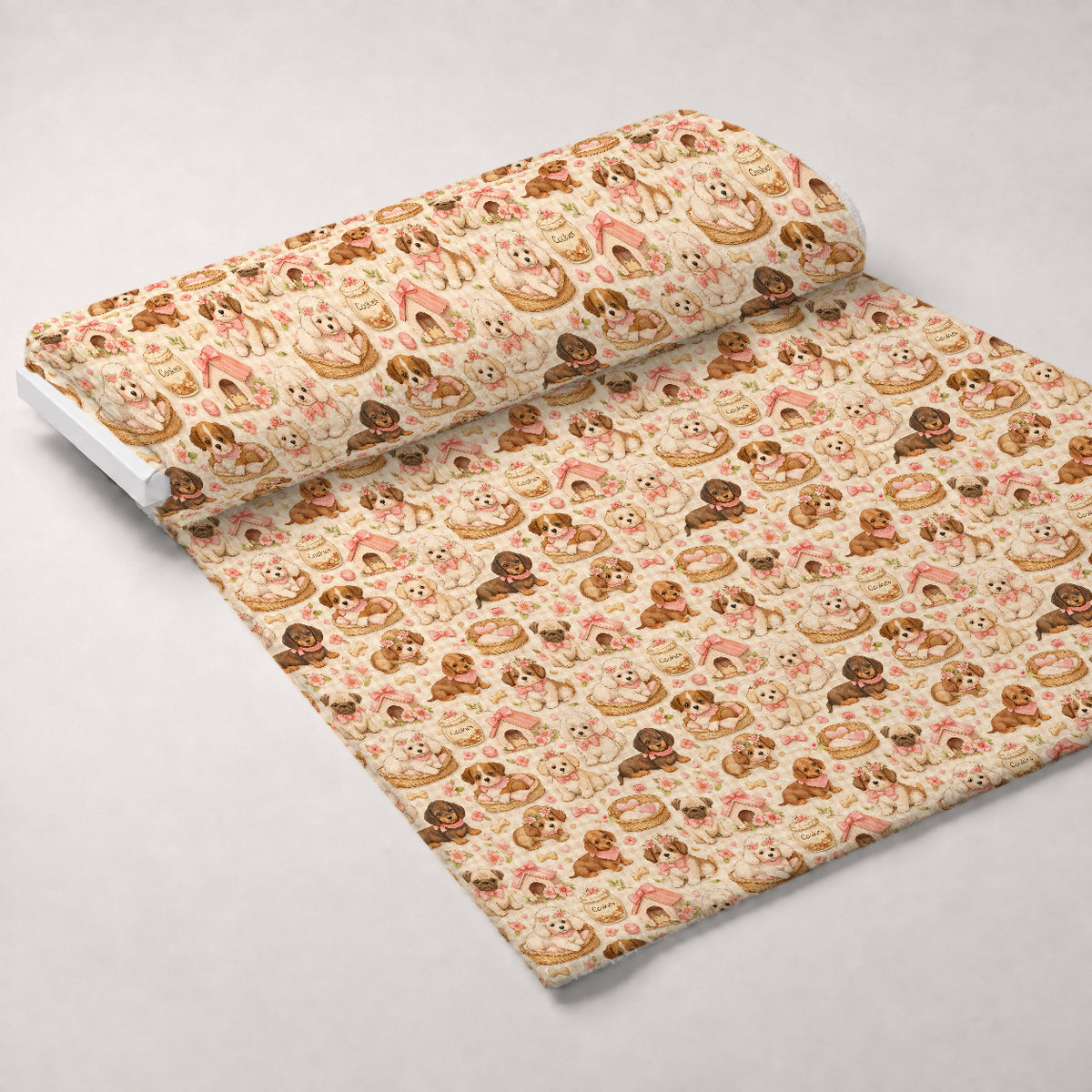 Puppy Love Picnic Pattern 1 Minky Fabric — plush minky unrolled bolt preview (mv-minky-v1:bolt)