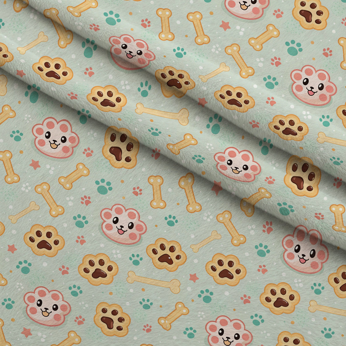 Puppy Prints Pattern 22 Minky Fabric — plush minky folded close-up preview (mv-minky-v1:lying)