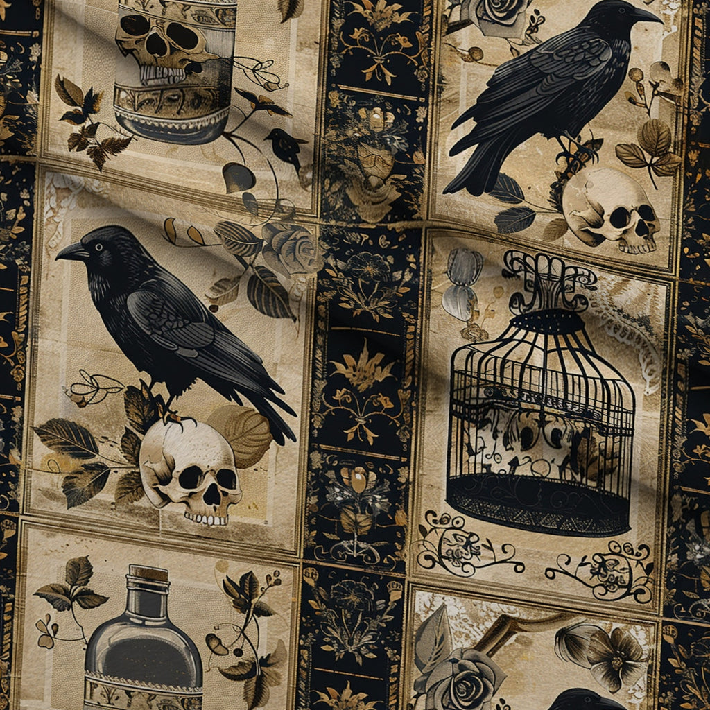 Raven's Curiosities Pattern 4 Minky Fabric — plush minky folded close-up preview (mv-minky-v1:lying)