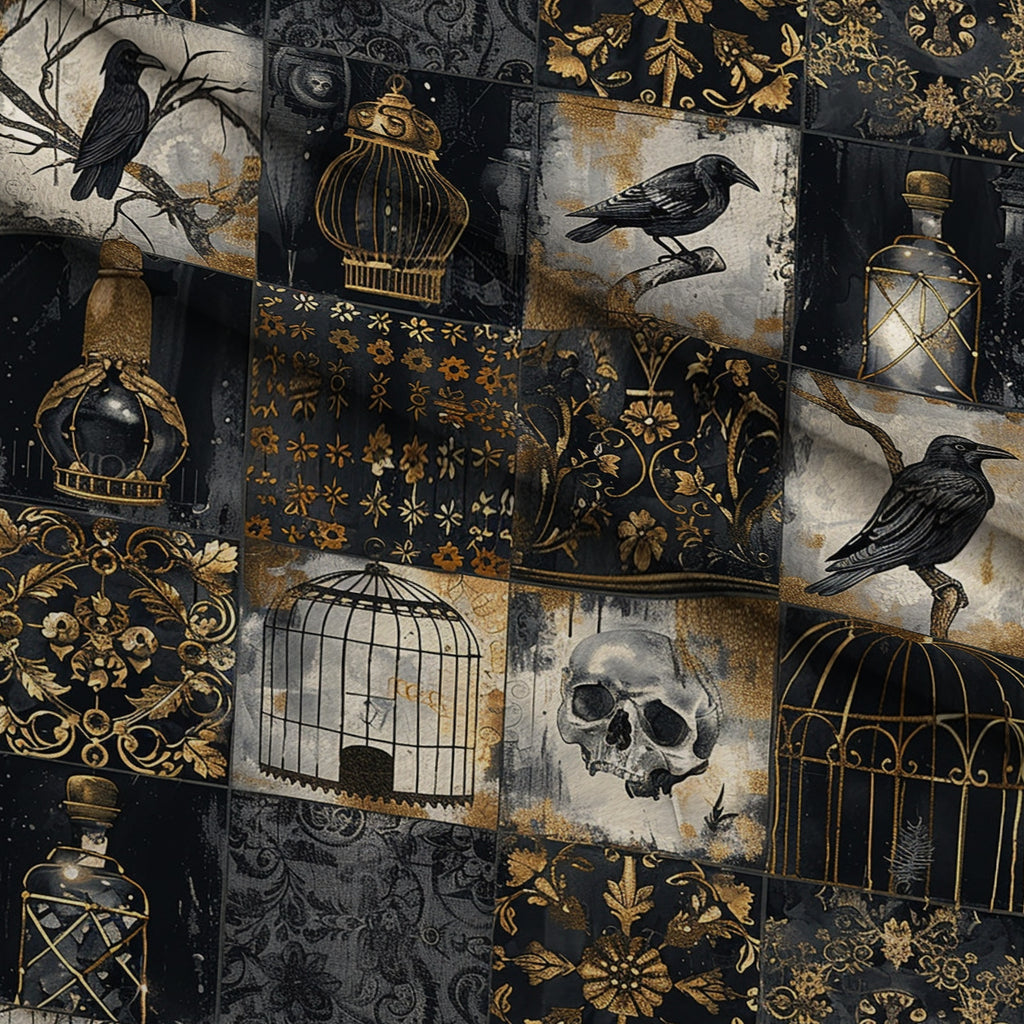 Raven's Curiosities Pattern 5 Minky Fabric — plush minky folded close-up preview (mv-minky-v1:lying)