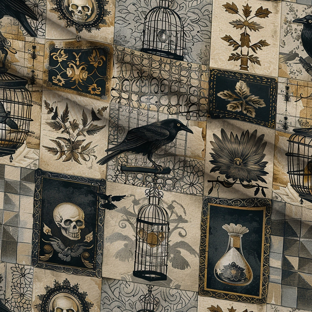 Raven's Curiosities Pattern 7 Minky Fabric — plush minky folded close-up preview (mv-minky-v1:lying)