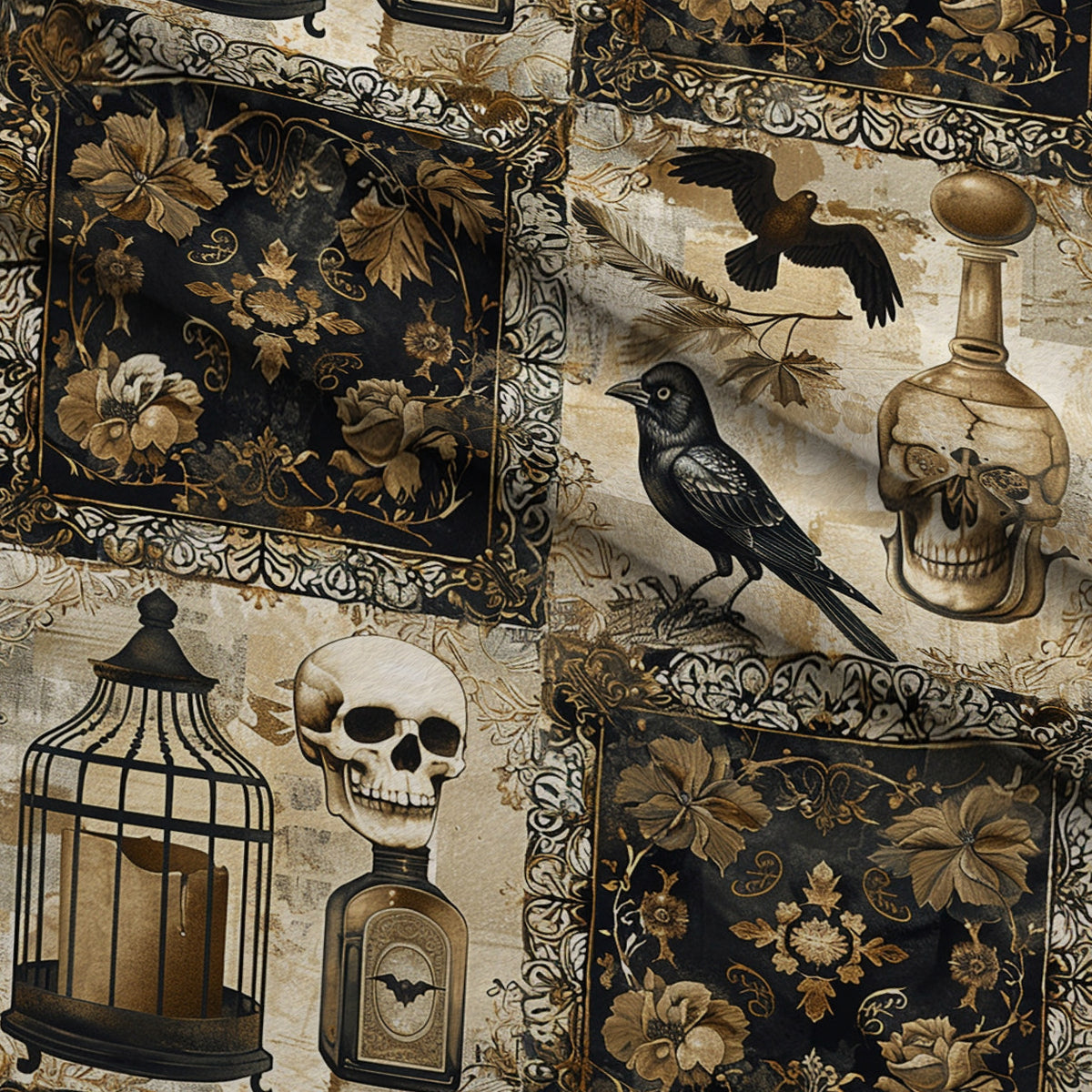 Raven's Curiosities Pattern 8 Minky Fabric — plush minky folded close-up preview (mv-minky-v1:lying)