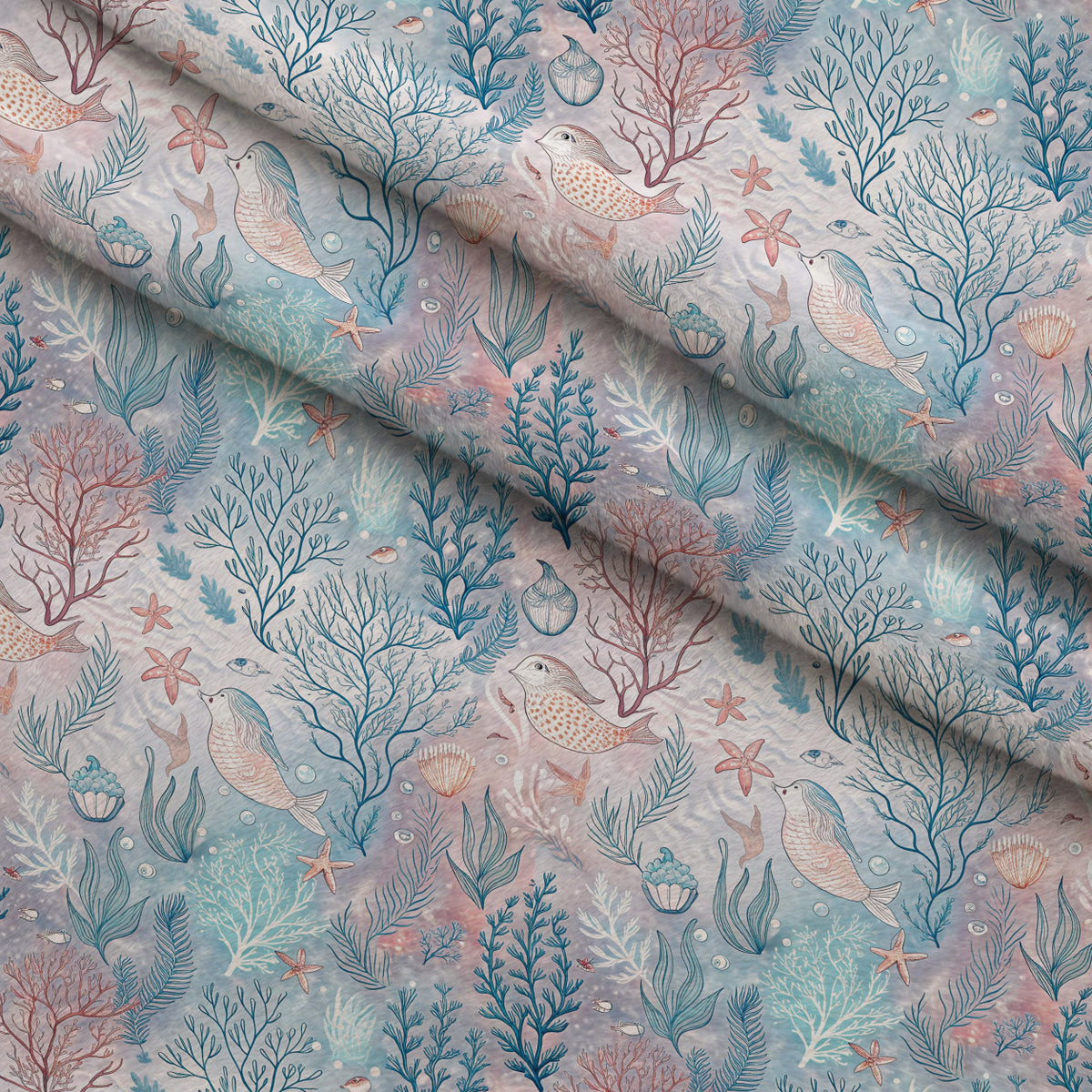 Reef Reverie Pattern 1 Minky Fabric — plush minky folded close-up preview (mv-minky-v1:lying)