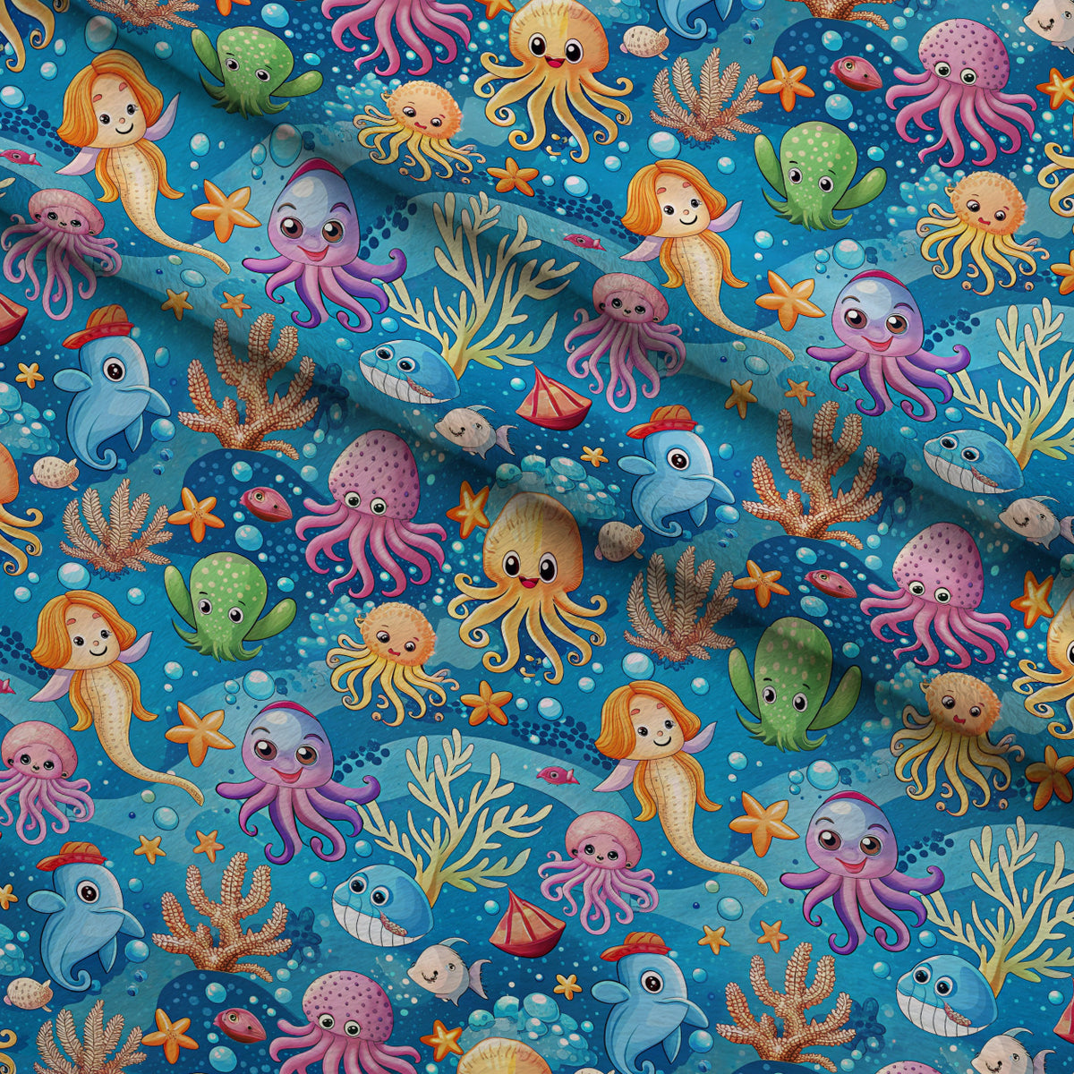 Reef Reverie Pattern 12 Minky Fabric — plush minky folded close-up preview (mv-minky-v1:lying)
