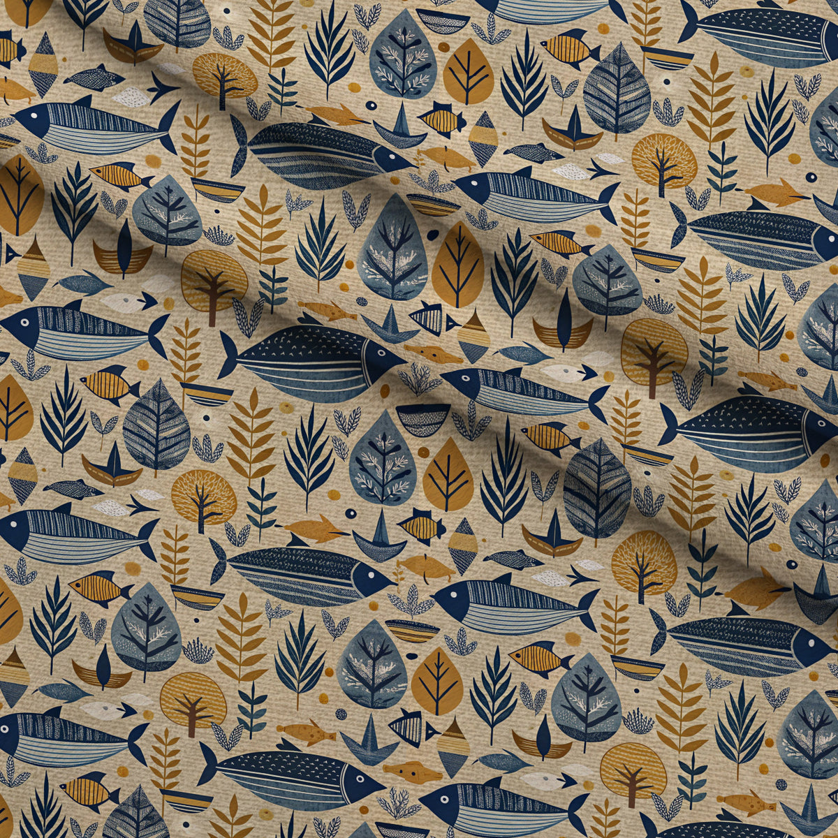 Reef Reverie Pattern 17 Minky Fabric — plush minky folded close-up preview (mv-minky-v1:lying)