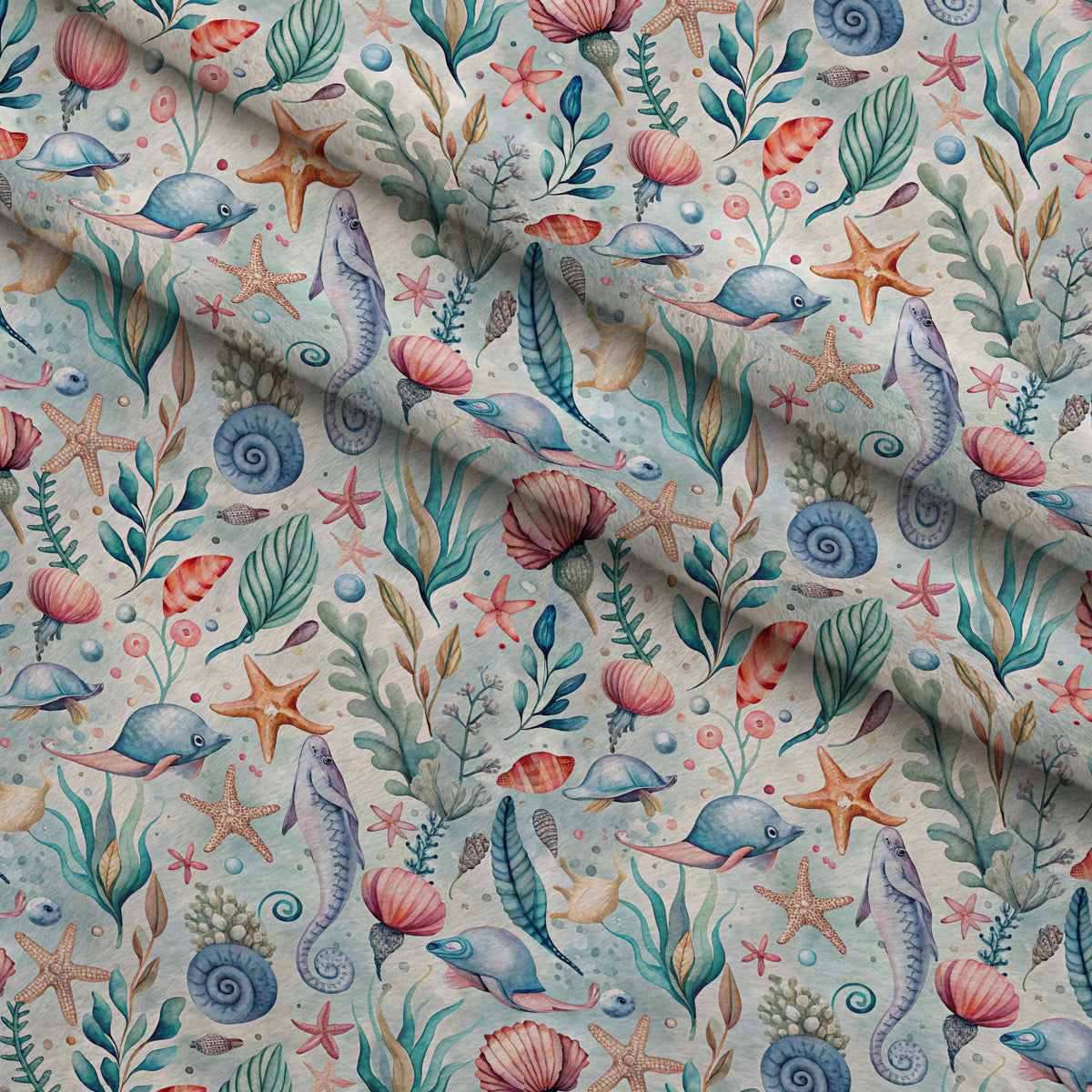 Reef Reverie Pattern 20 Minky Fabric — plush minky folded close-up preview (mv-minky-v1:lying)