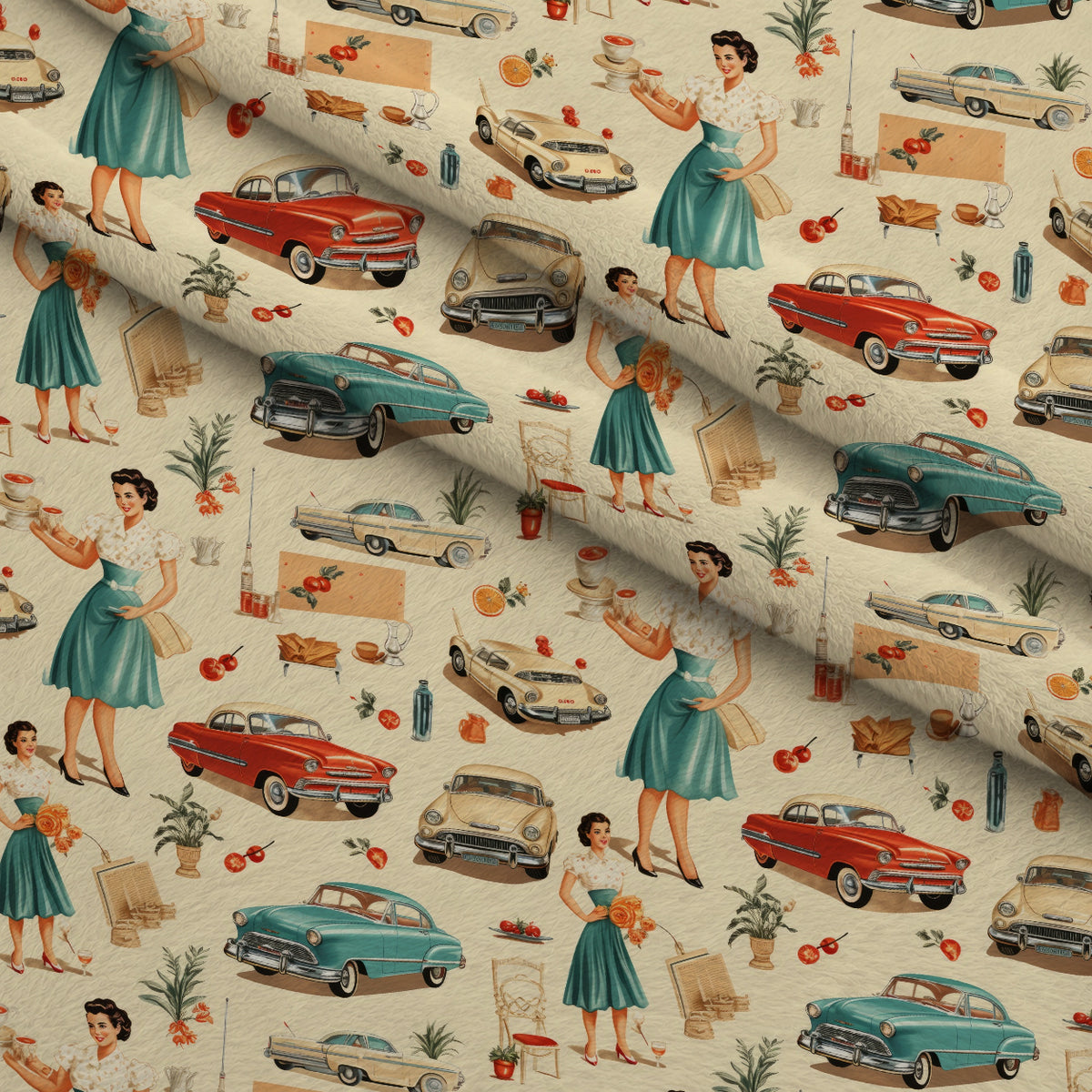 Retro Keepsakes Pattern 1 Minky Fabric — plush minky folded close-up preview (mv-minky-v1:lying)