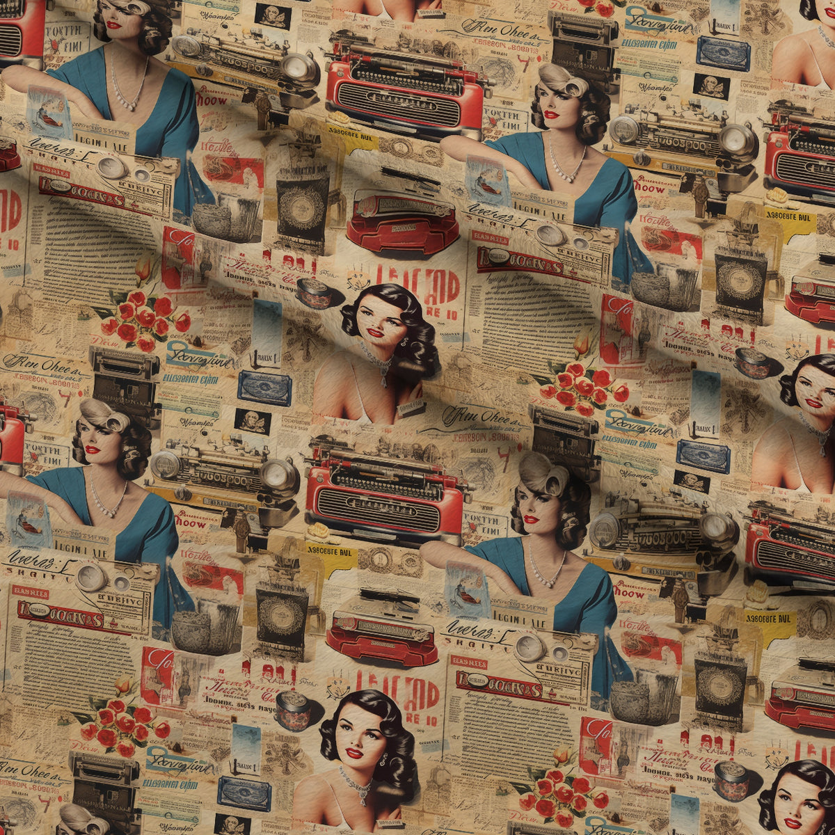 Retro Keepsakes Pattern 6 Minky Fabric — plush minky folded close-up preview (mv-minky-v1:lying)