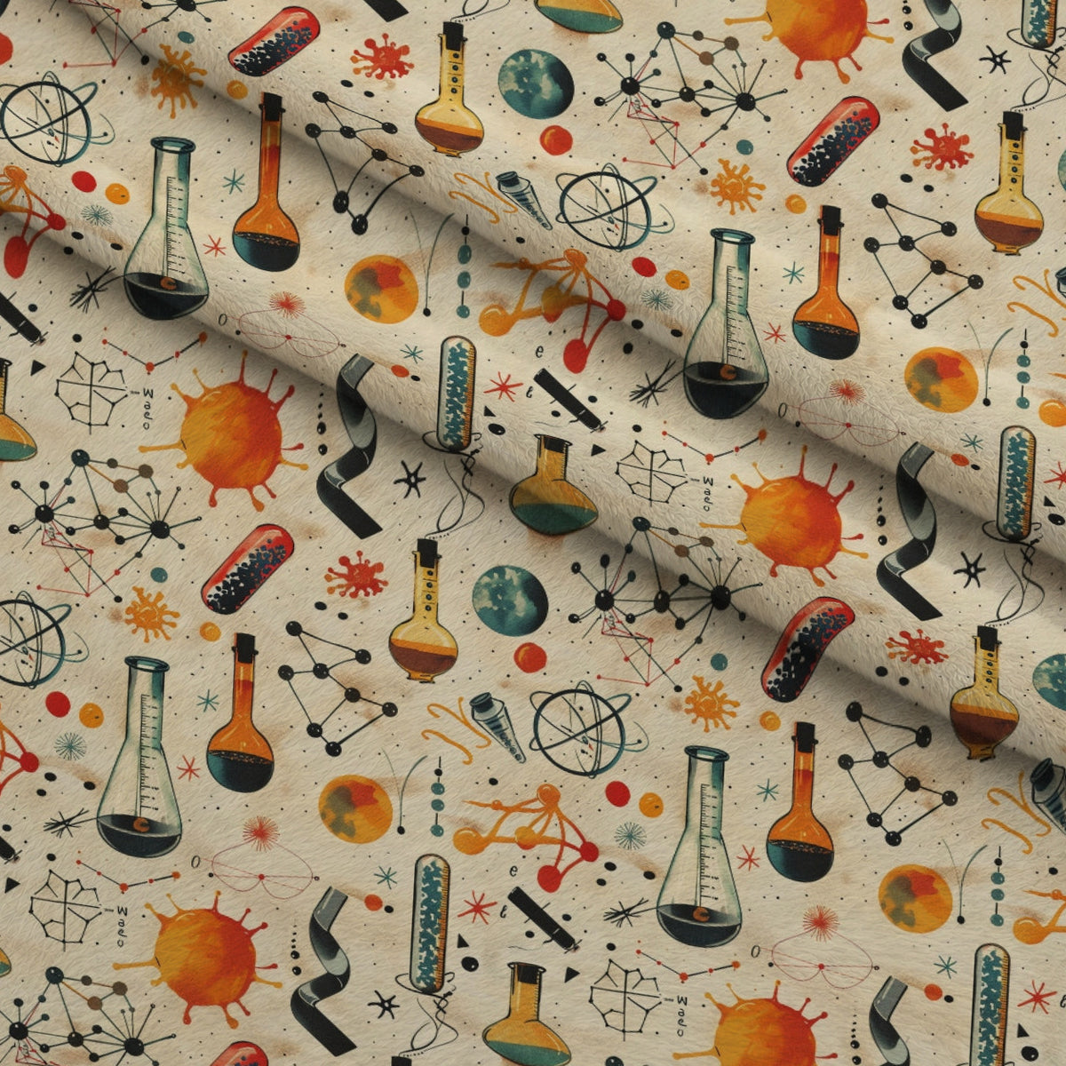 Retro Lab Pattern 13 Minky Fabric — plush minky folded close-up preview (mv-minky-v1:lying)