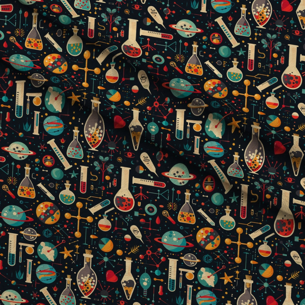 Retro Lab Pattern 18 Minky Fabric — plush minky folded close-up preview (mv-minky-v1:lying)