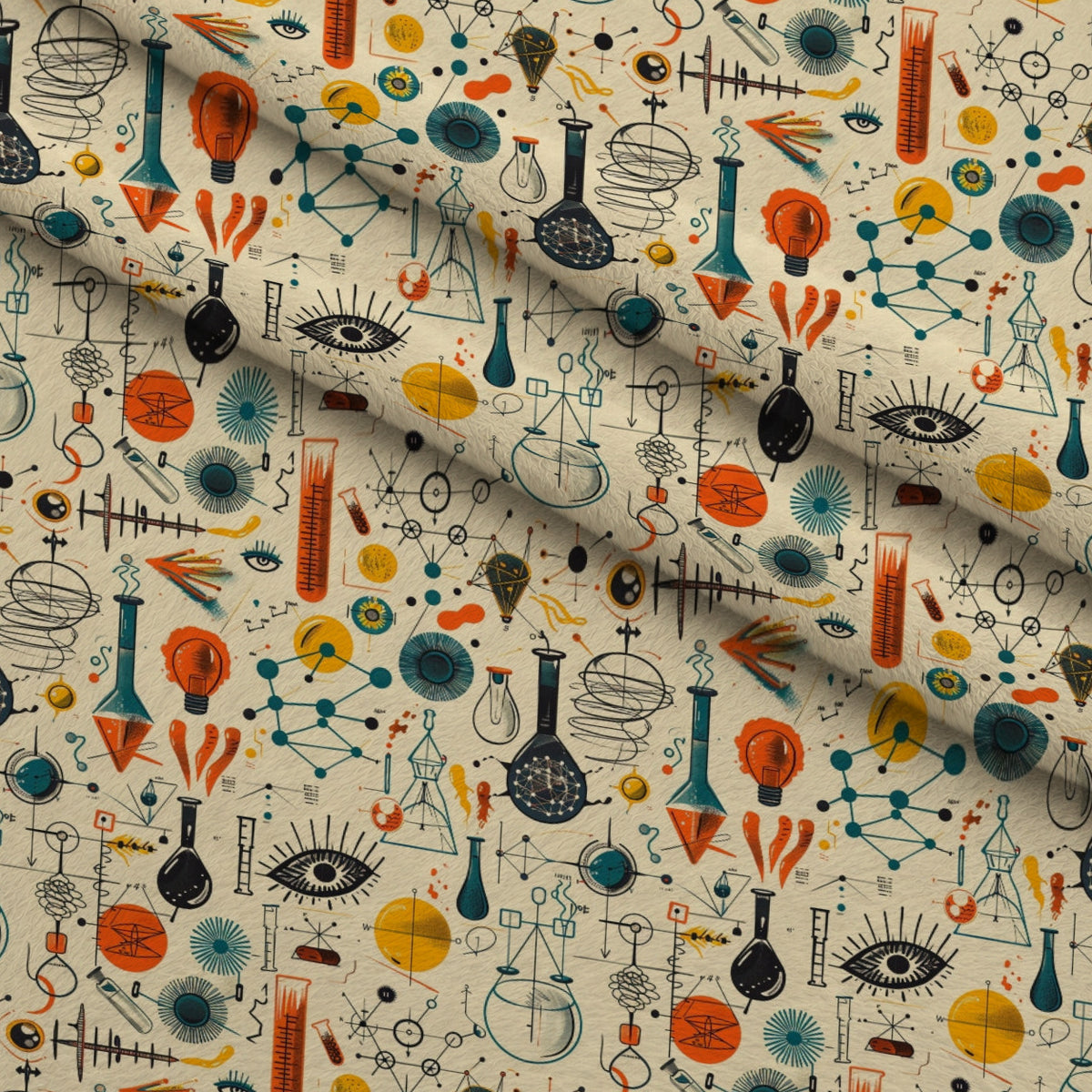 Retro Lab Pattern 22 Minky Fabric — plush minky folded close-up preview (mv-minky-v1:lying)