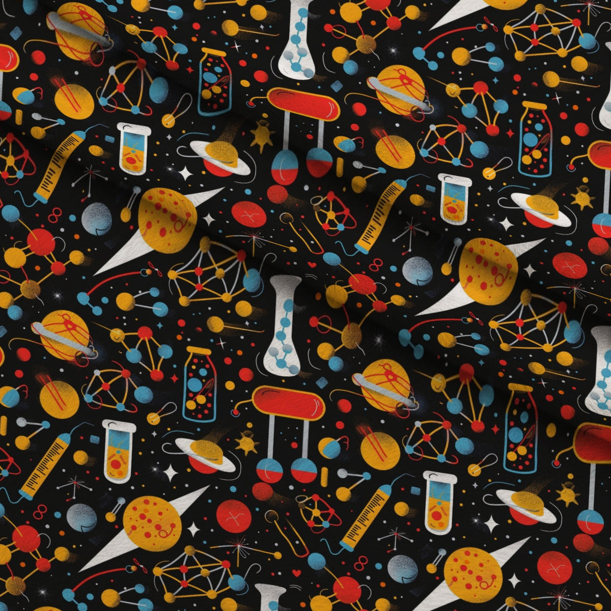 Retro Lab Pattern 8 Minky Fabric — plush minky folded close-up preview (mv-minky-v1:lying)