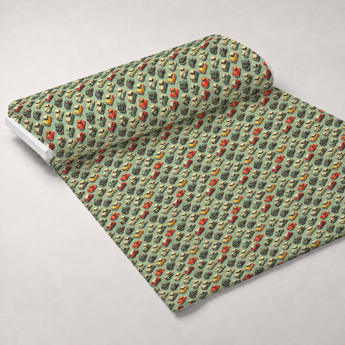 Retro Rides Pattern 7 Minky Fabric — plush minky unrolled bolt preview (mv-minky-v1:bolt)