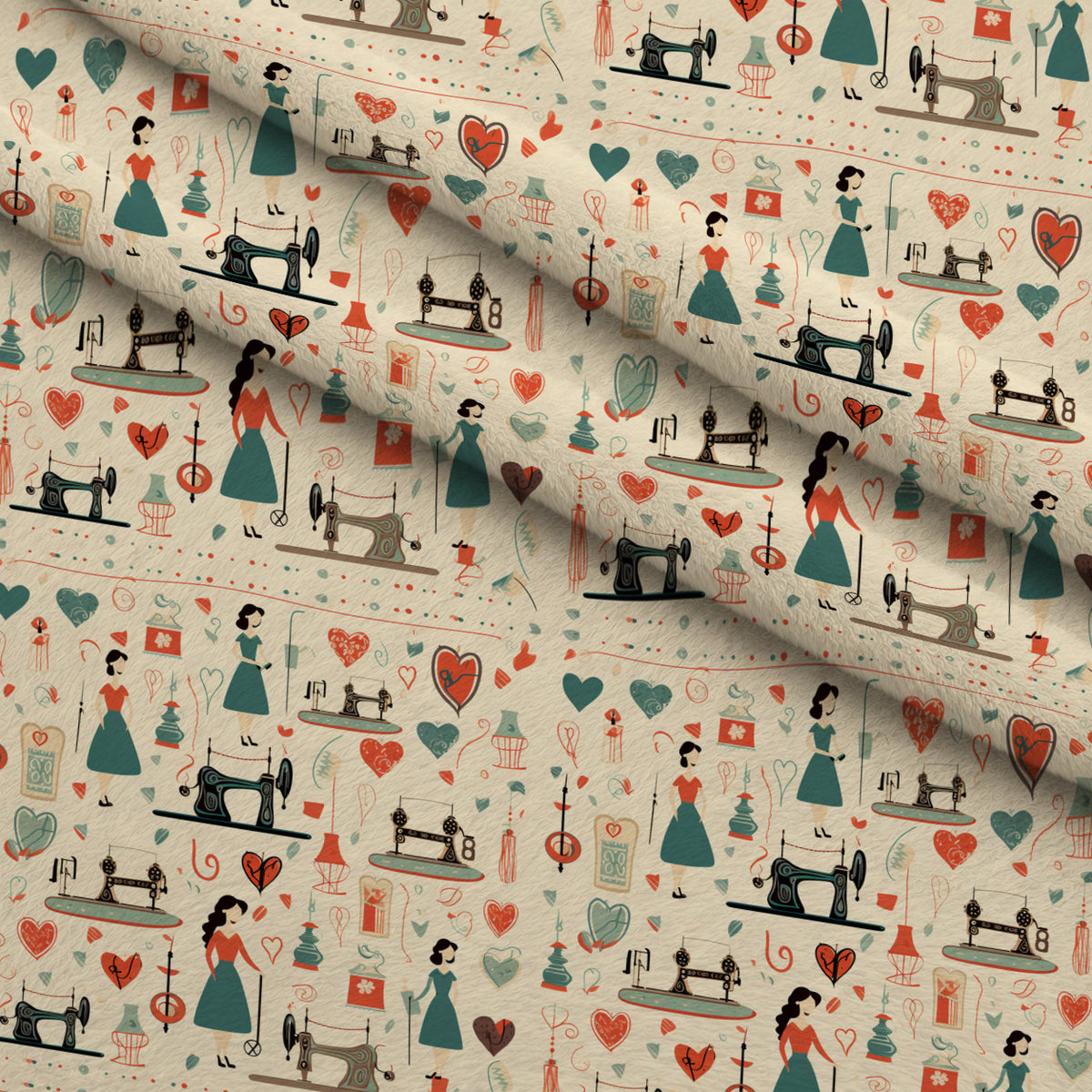 Retro Stitchery Pattern 3 Minky Fabric — plush minky folded close-up preview (mv-minky-v1:lying)