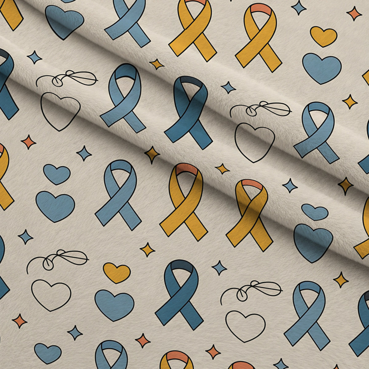 Ribbons of Hope Pattern 6 Minky Fabric — plush minky folded close-up preview (mv-minky-v1:lying)