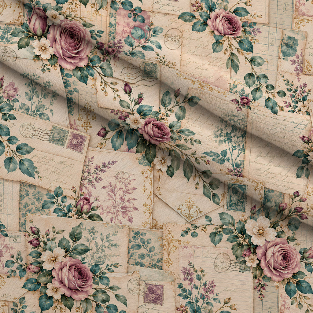 Rosewater Letter Garden Pattern 10 Minky Fabric — plush minky folded close-up preview (mv-minky-v1:lying)