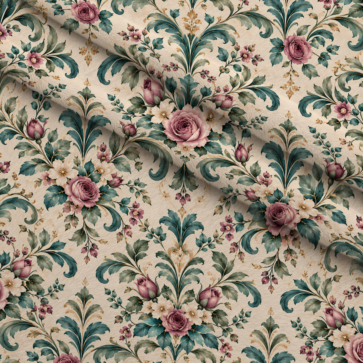 Rosewater Letter Garden Pattern 5 Minky Fabric — plush minky folded close-up preview (mv-minky-v1:lying)
