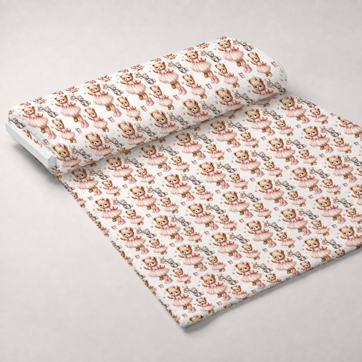 Rosy Balloon Cubs Pattern 10 Minky Fabric — plush minky unrolled bolt preview (mv-minky-v1:bolt)