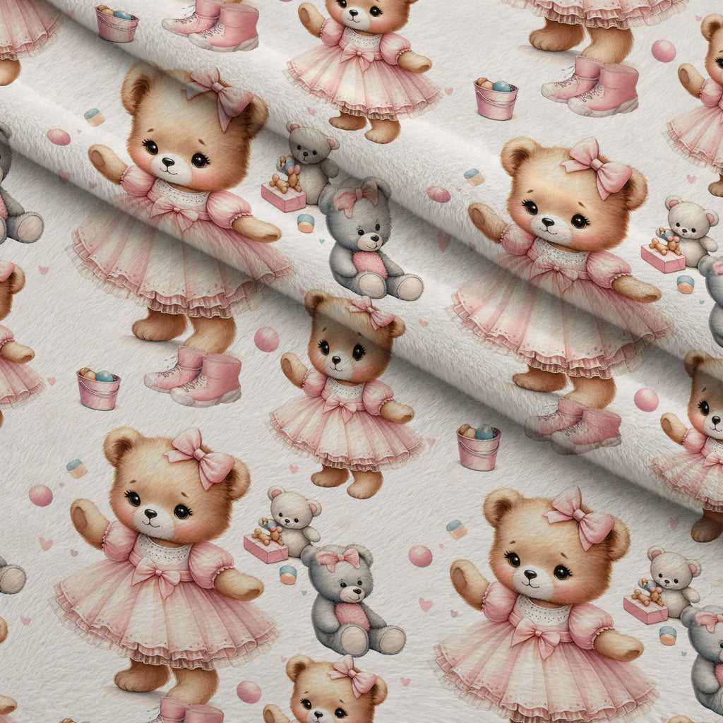 Rosy Balloon Cubs Pattern 10 Minky Fabric — plush minky folded close-up preview (mv-minky-v1:lying)