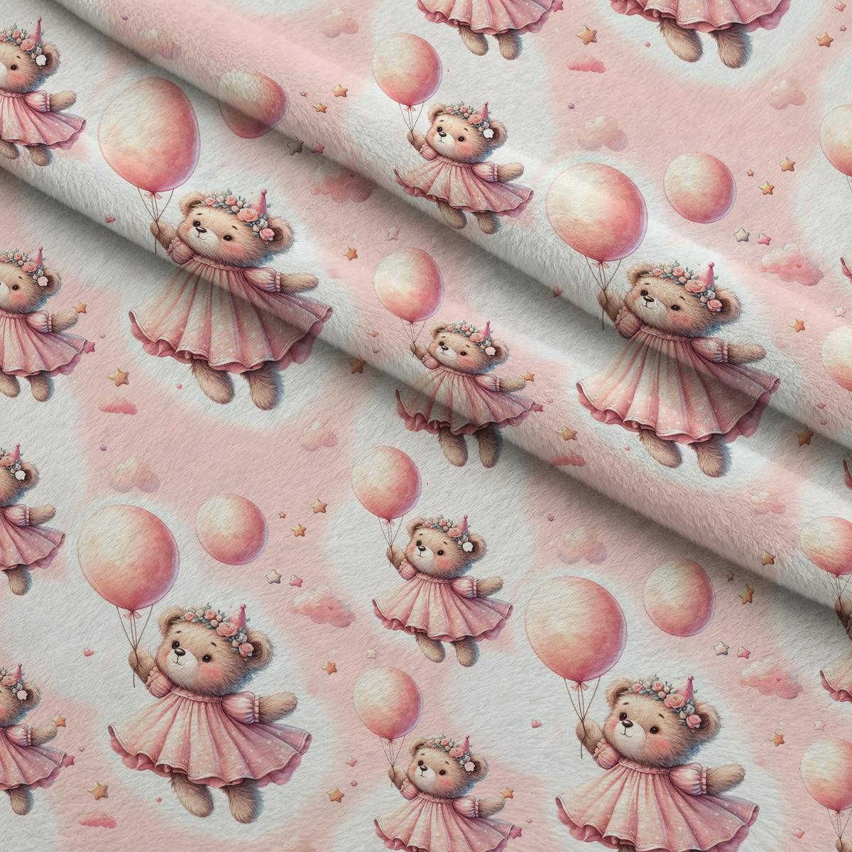 Rosy Balloon Cubs Pattern 11 Minky Fabric — plush minky folded close-up preview (mv-minky-v1:lying)