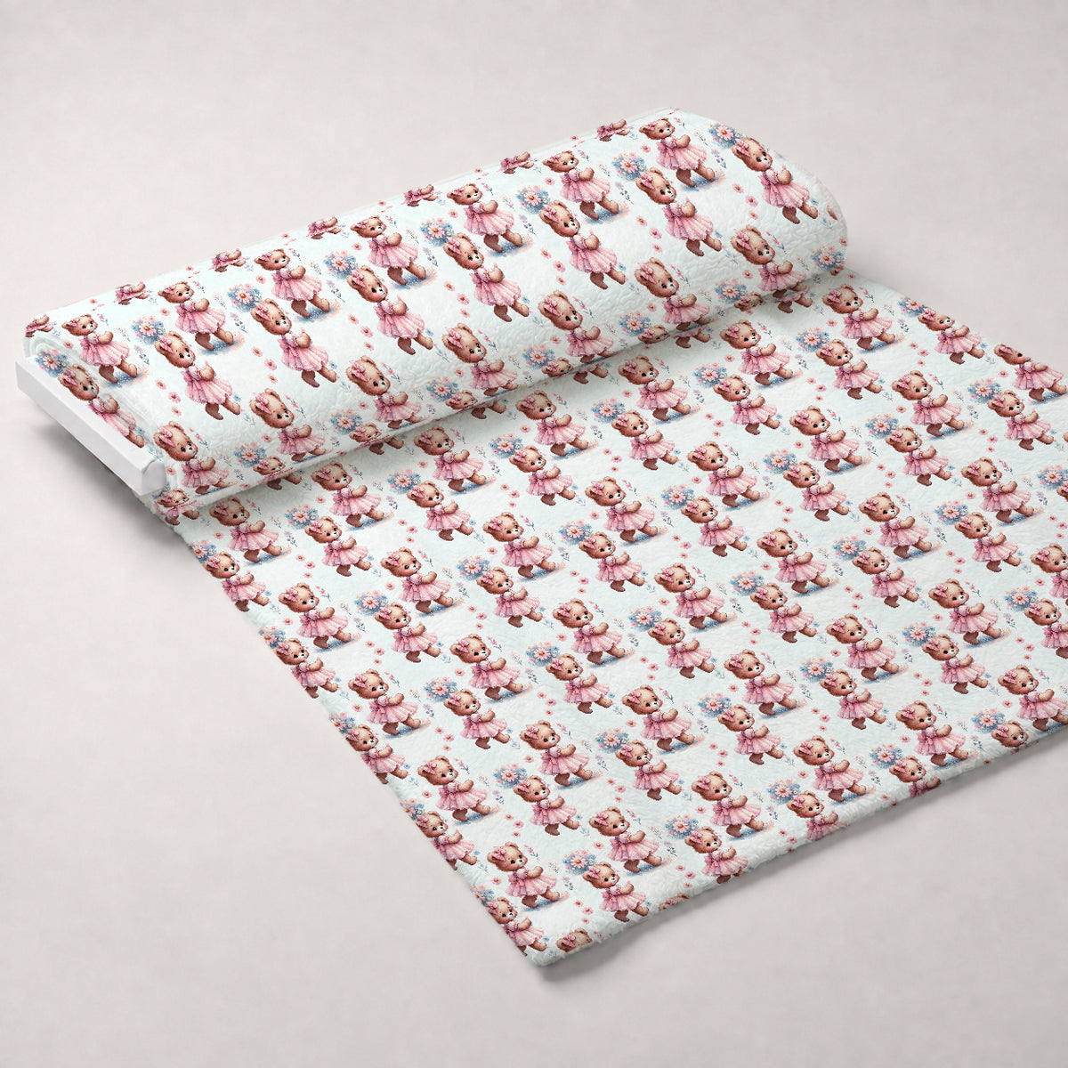 Rosy Balloon Cubs Pattern 3 Minky Fabric — plush minky unrolled bolt preview (mv-minky-v1:bolt)