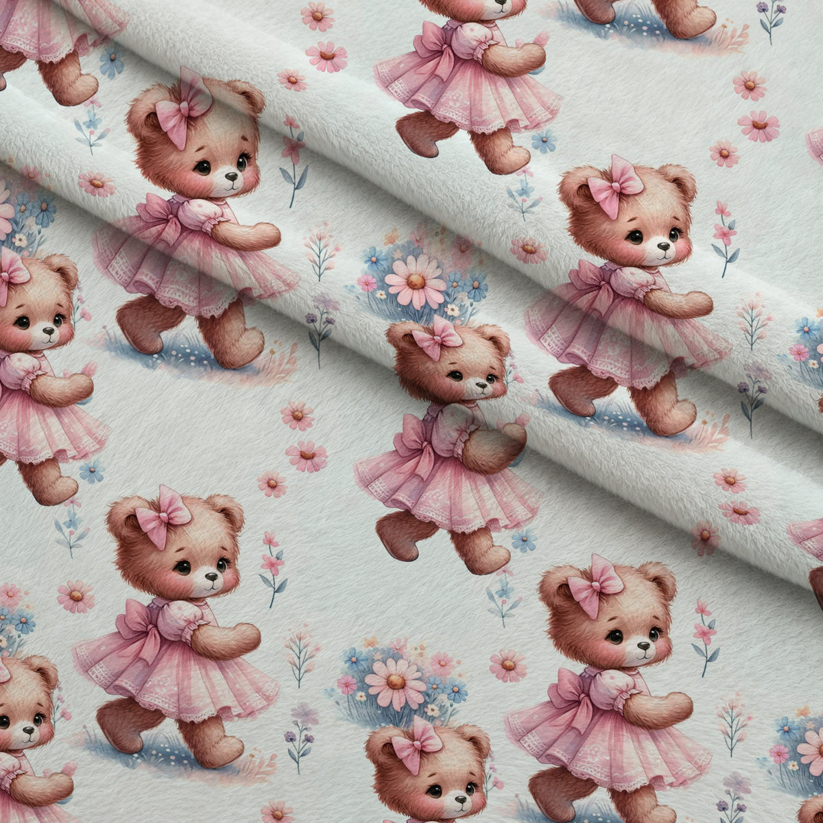 Rosy Balloon Cubs Pattern 3 Minky Fabric — plush minky folded close-up preview (mv-minky-v1:lying)