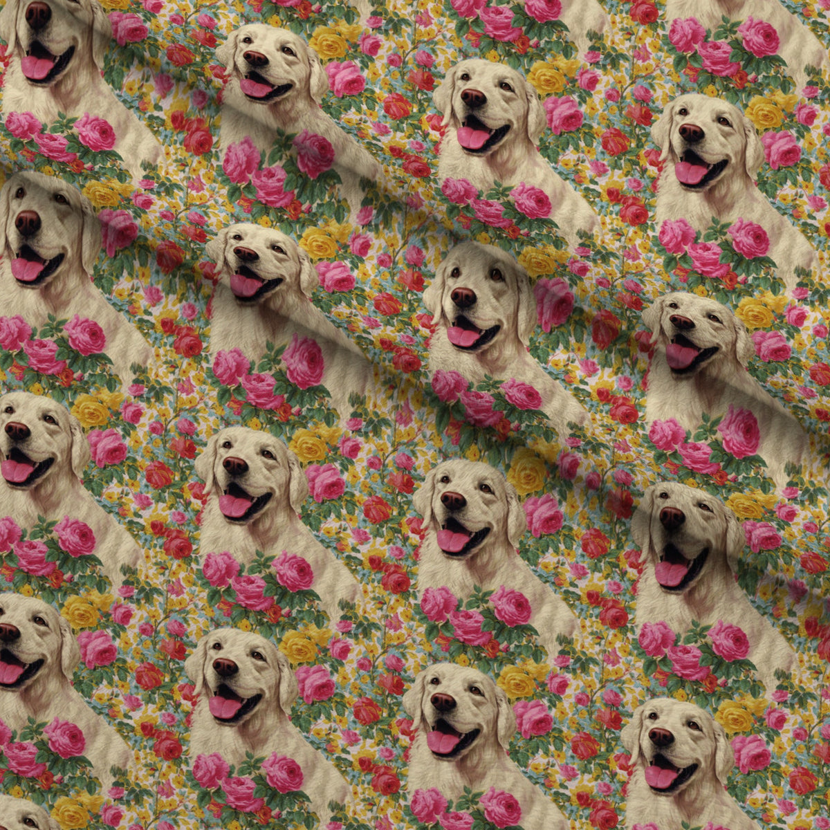 Rosy Retriever Pattern 1 Minky Fabric — plush minky folded close-up preview (mv-minky-v1:lying)