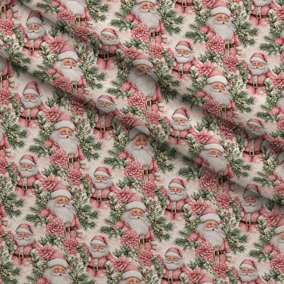 Rosy Yuletide Whimsy Pattern 1 Minky Fabric — plush minky folded close-up preview (mv-minky-v1:lying)