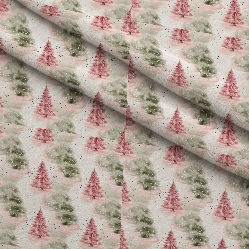 Rosy Yuletide Whimsy Pattern 3 Minky Fabric — plush minky folded close-up preview (mv-minky-v1:lying)