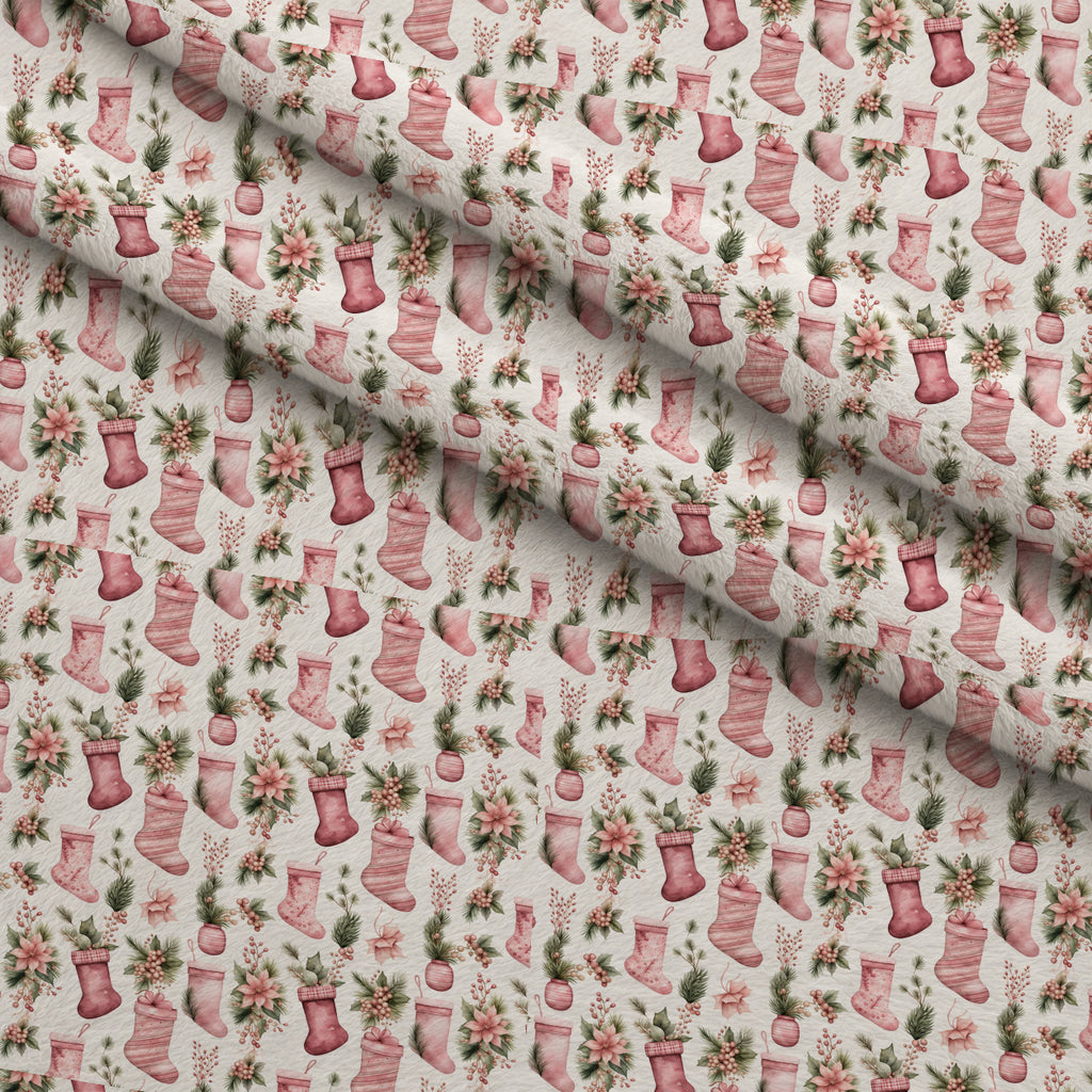 Rosy Yuletide Whimsy Pattern 7 Minky Fabric — plush minky folded close-up preview (mv-minky-v1:lying)