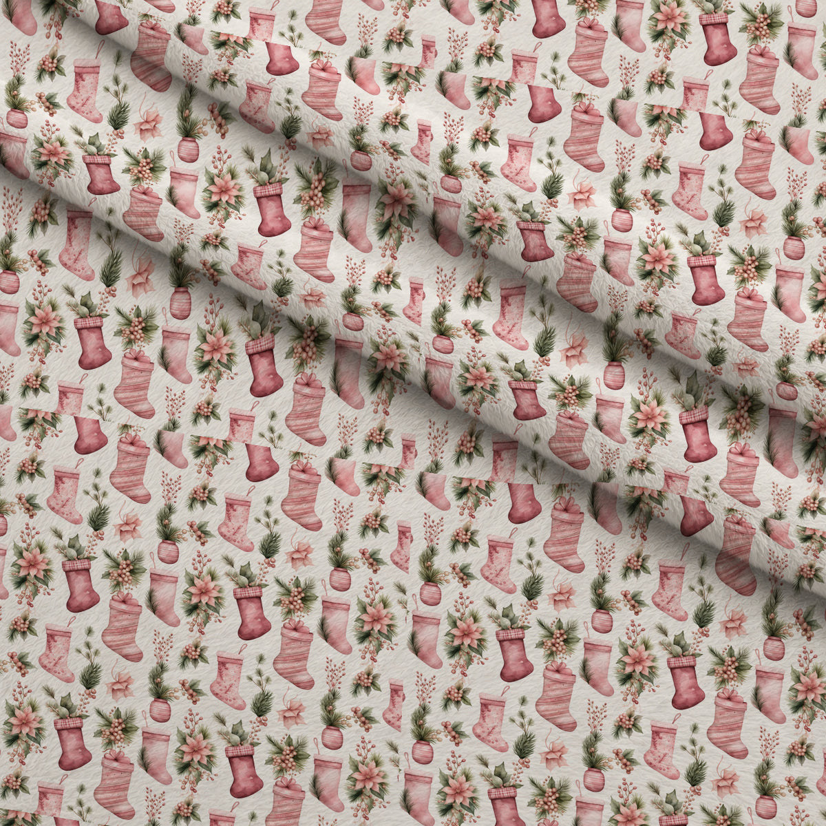 Rosy Yuletide Whimsy Pattern 7 Minky Fabric — plush minky folded close-up preview (mv-minky-v1:lying)
