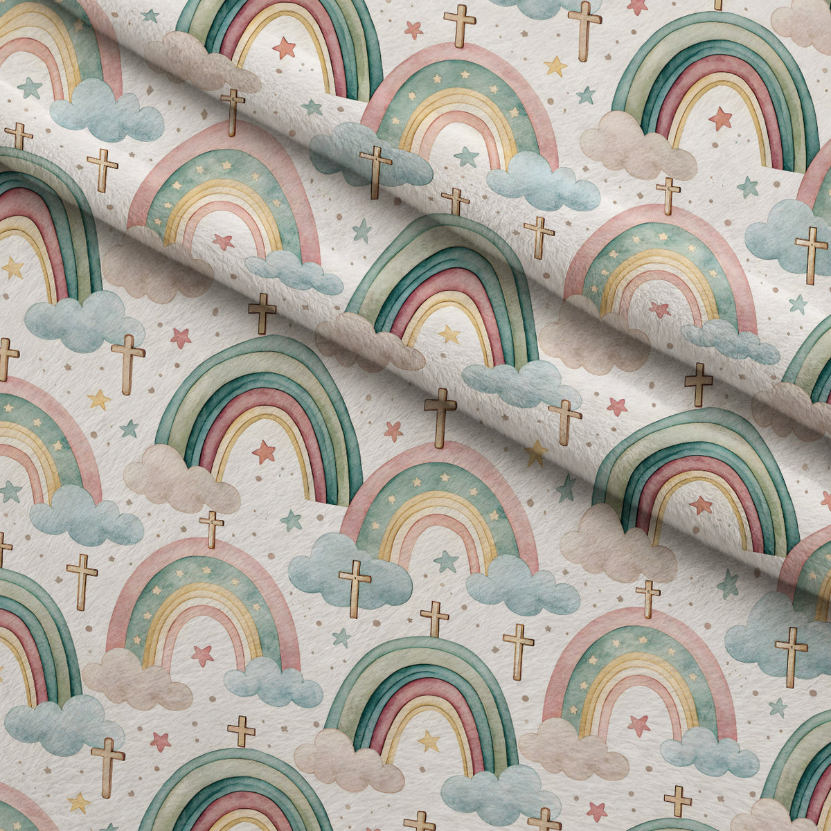 Sacred Meadow Pattern 2 Minky Fabric — plush minky folded close-up preview (mv-minky-v1:lying)