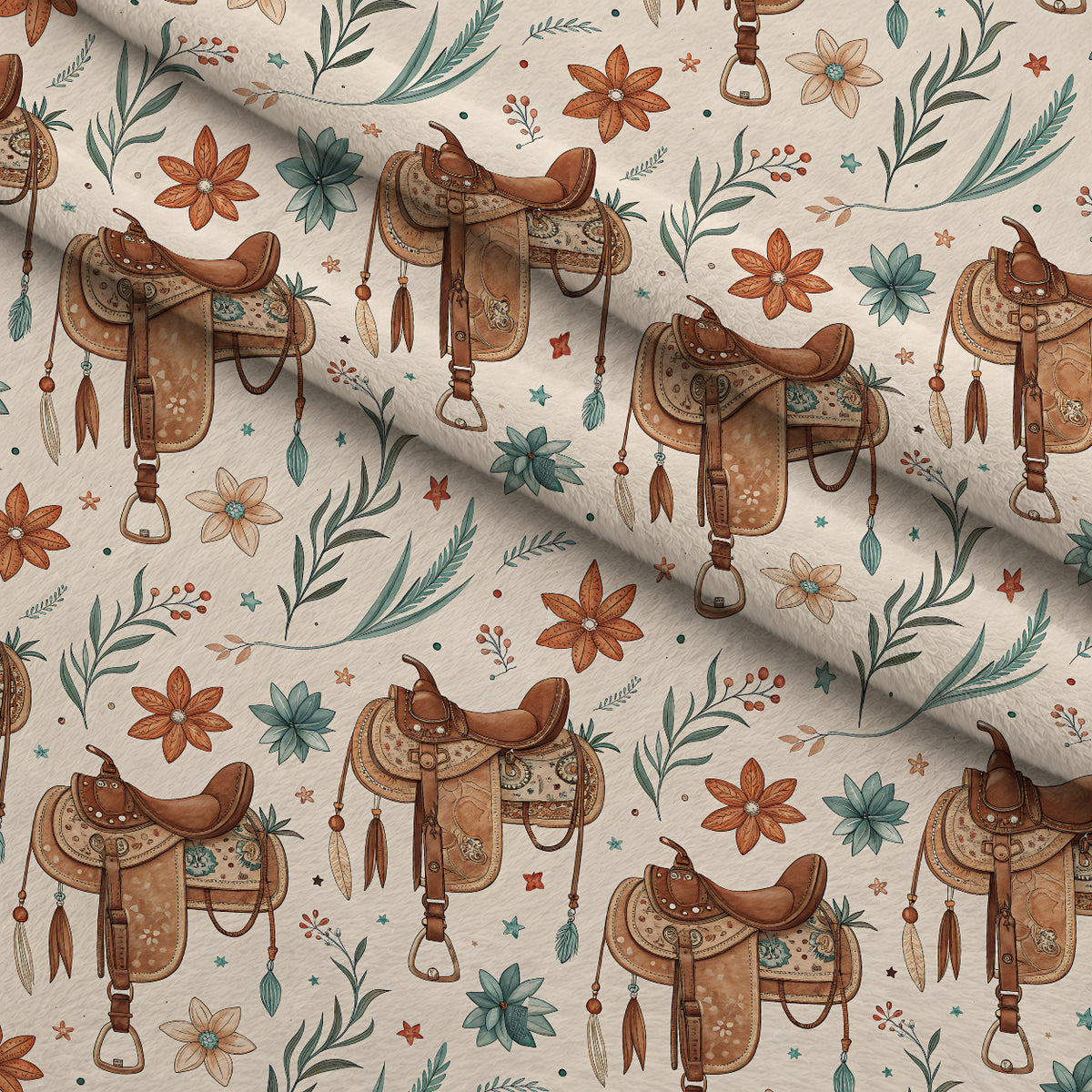 Saddle Song Garden Pattern 12 Minky Fabric — plush minky folded close-up preview (mv-minky-v1:lying)