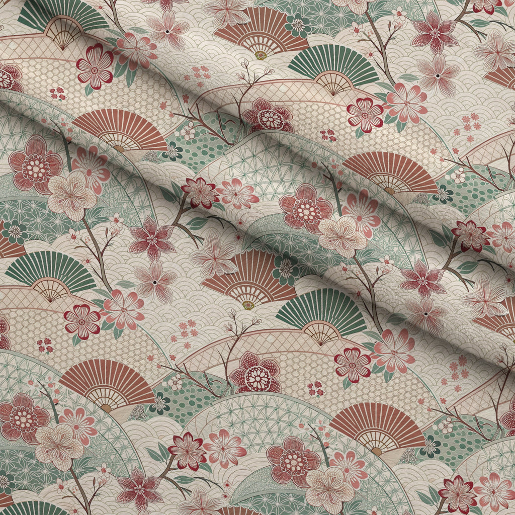 Sakura Fan Patchwork Pattern 1 Minky Fabric — plush minky folded close-up preview (mv-minky-v1:lying)