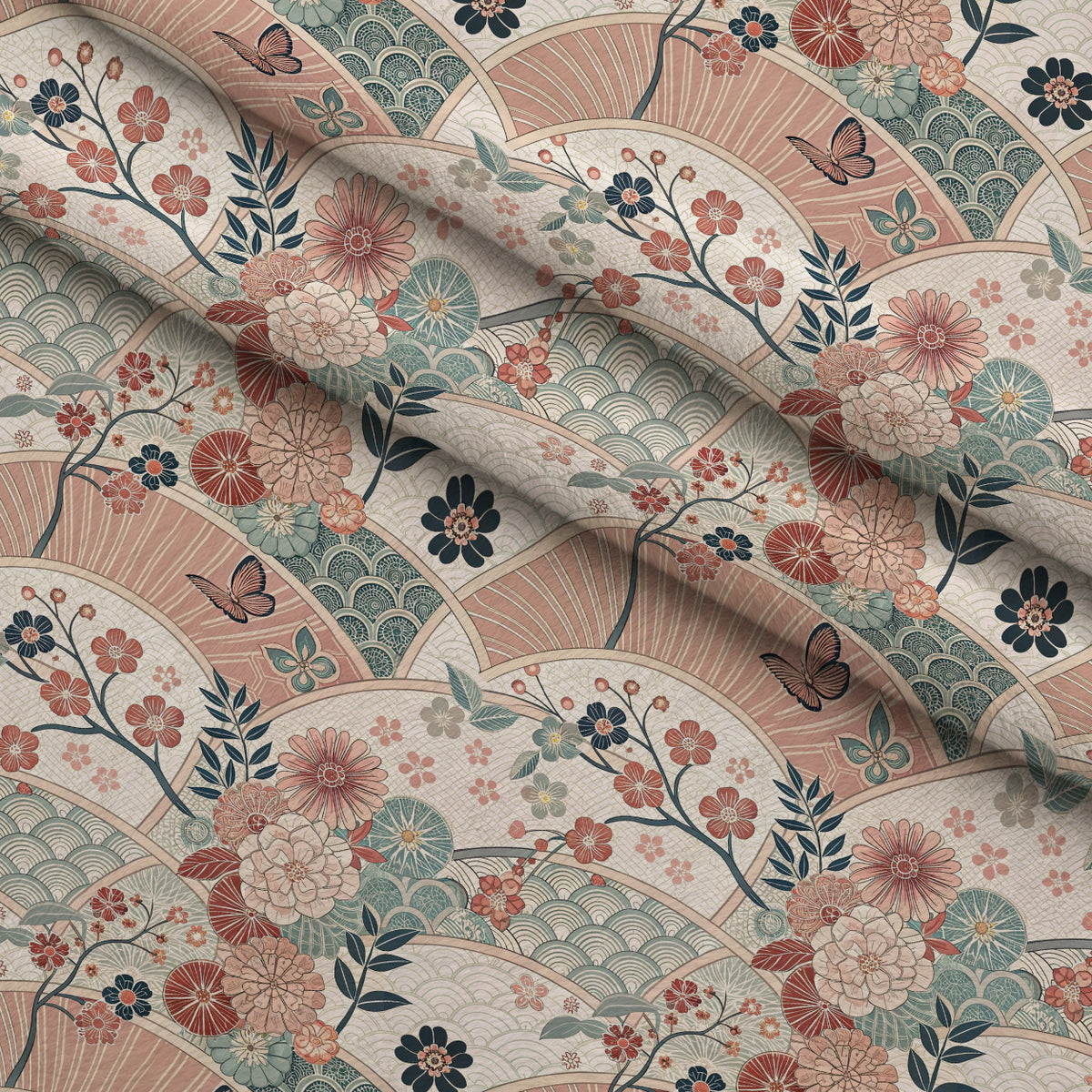Sakura Fan Patchwork Pattern 3 Minky Fabric — plush minky folded close-up preview (mv-minky-v1:lying)