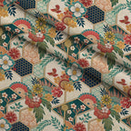 Sakura Fan Patchwork Pattern 4 Minky Fabric — plush minky folded close-up preview (mv-minky-v1:lying)