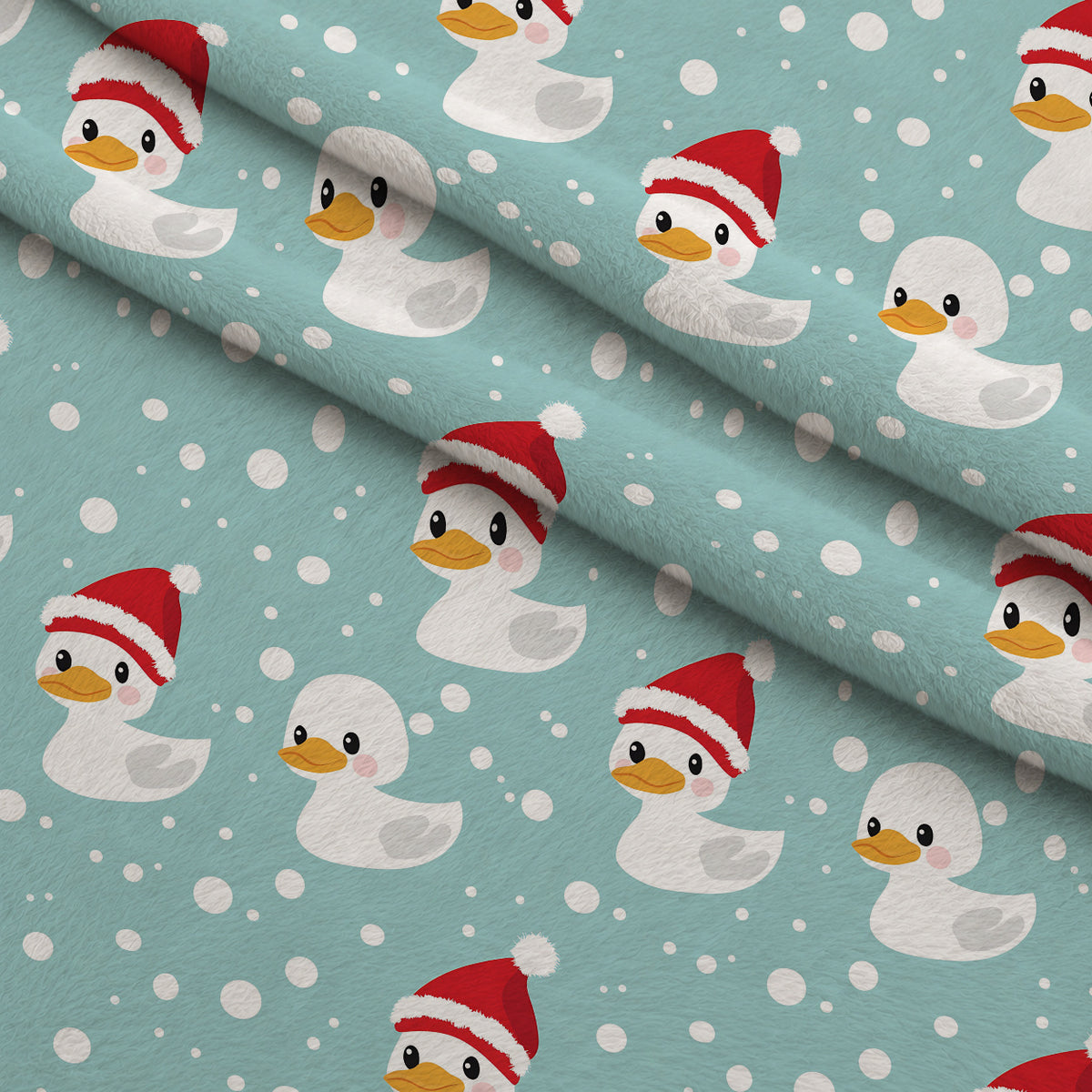 Santa Quackers Pattern 1 Minky Fabric — plush minky folded close-up preview (mv-minky-v1:lying)