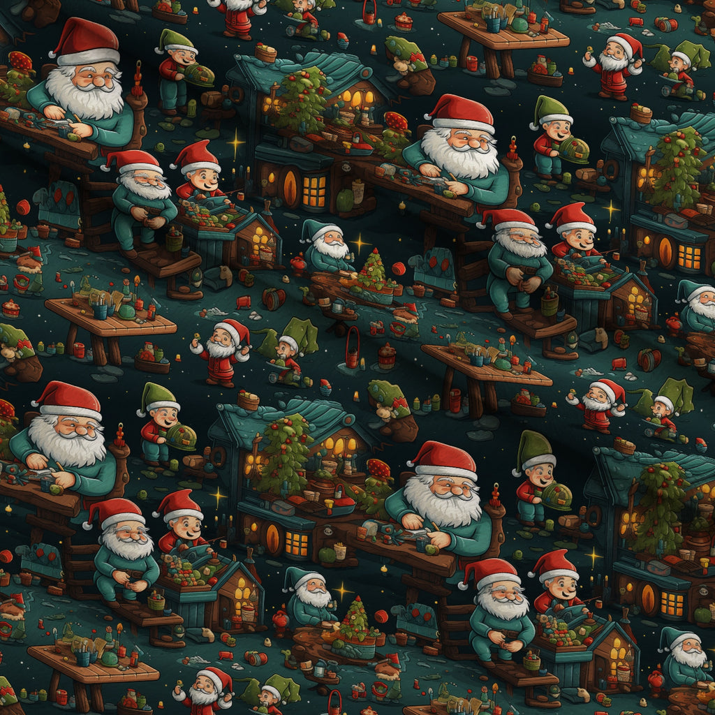 Santa's Workshop Pattern 12 Minky Fabric — plush minky folded close-up preview (mv-minky-v1:lying)