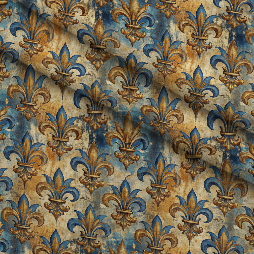 Sapphire Gilded Flourish Pattern 1 Minky Fabric — plush minky folded close-up preview (mv-minky-v1:lying)