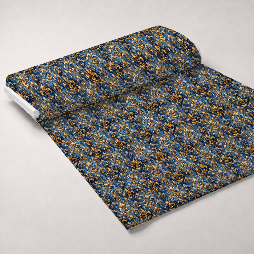 Sapphire Gilded Flourish Pattern 10 Minky Fabric — plush minky unrolled bolt preview (mv-minky-v1:bolt)