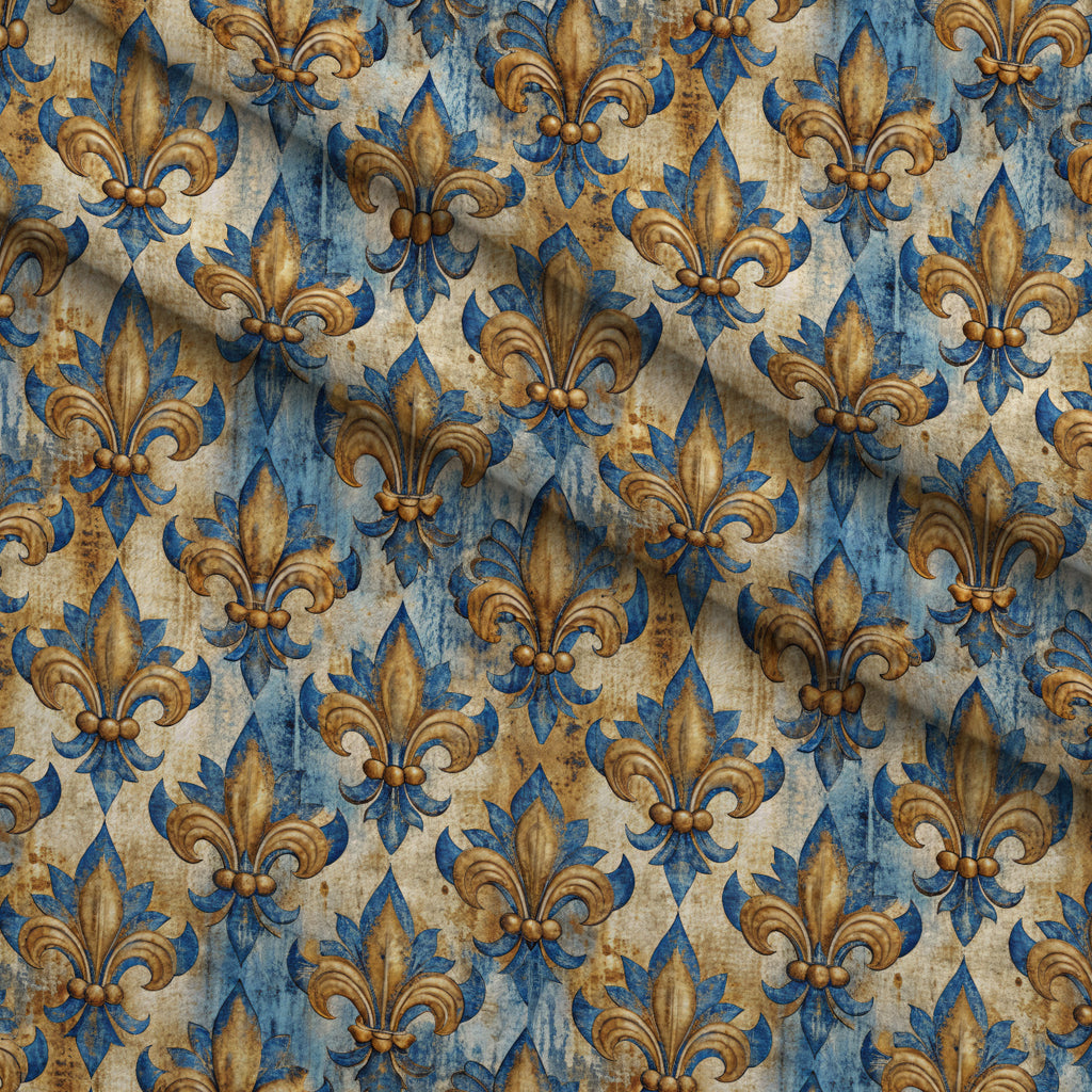 Sapphire Gilded Flourish Pattern 11 Minky Fabric — plush minky folded close-up preview (mv-minky-v1:lying)