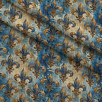 Sapphire Gilded Flourish Pattern 2 Minky Fabric — plush minky folded close-up preview (mv-minky-v1:lying)