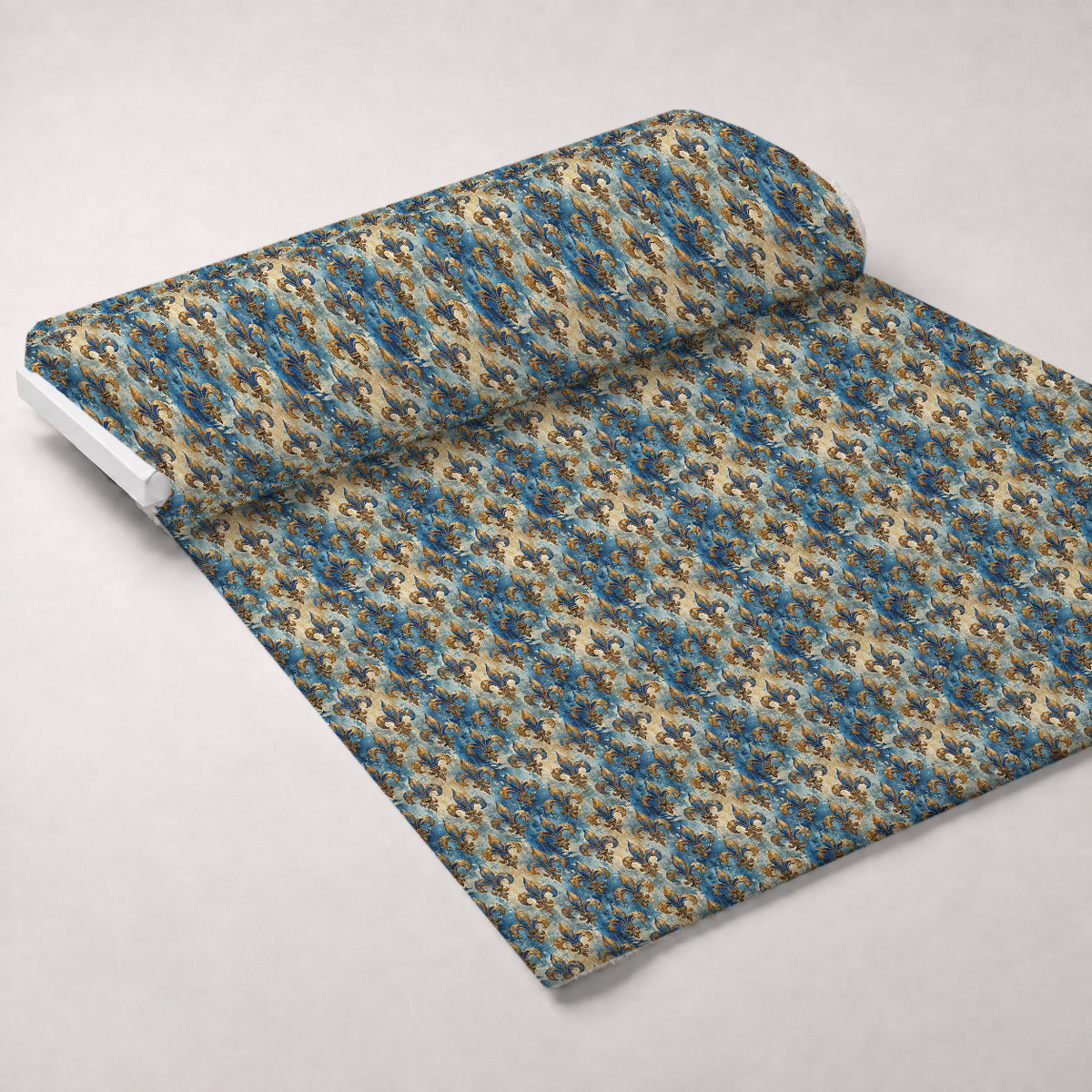 Sapphire Gilded Flourish Pattern 3 Minky Fabric — plush minky unrolled bolt preview (mv-minky-v1:bolt)