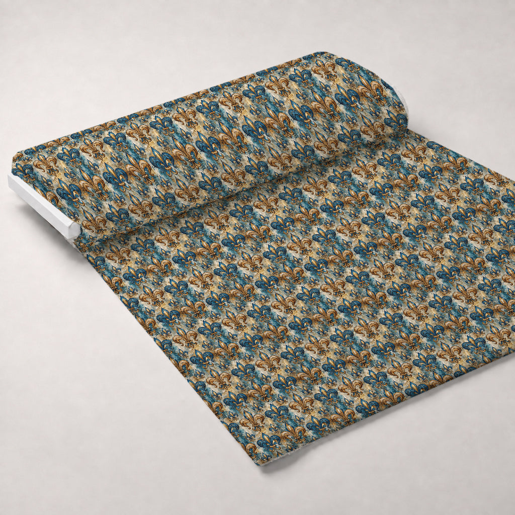 Sapphire Gilded Flourish Pattern 4 Minky Fabric — plush minky unrolled bolt preview (mv-minky-v1:bolt)