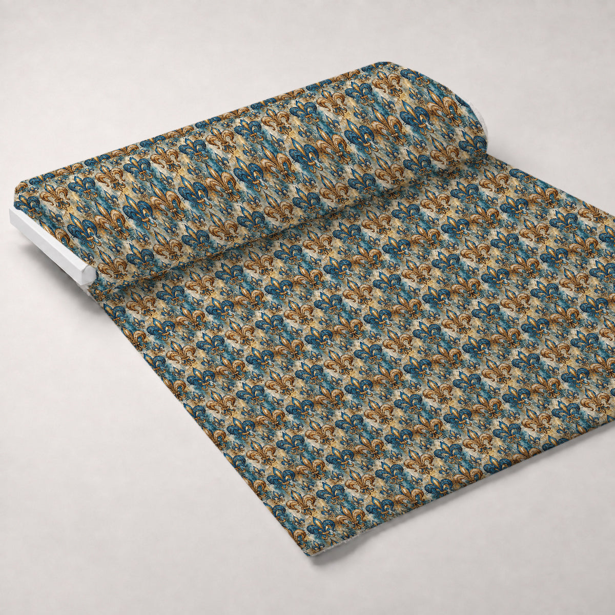Sapphire Gilded Flourish Pattern 4 Minky Fabric — plush minky unrolled bolt preview (mv-minky-v1:bolt)